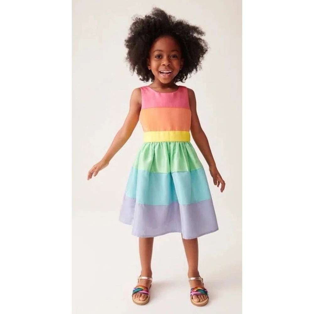Little Bird By Jools Oliver Rainbow Pastel Party Dress 7-8y Bow Easter Birthday‎